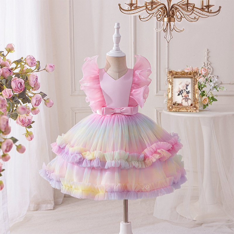 Baby Clothing Dresser - Bebê nova malha vestido de princesa