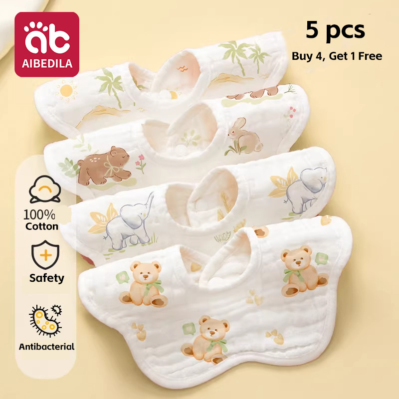 Printed Bibs Pack - Kit com 5 Babadores de Algodão